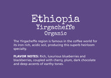 Load image into Gallery viewer, coffee, subscription, deep earthy tones, ethiopia, yirgacheffe, rich, luxurious, dark