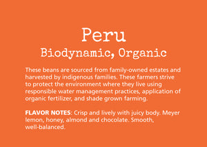 Peru Biodynamic USDA Organic Aharon Coffee