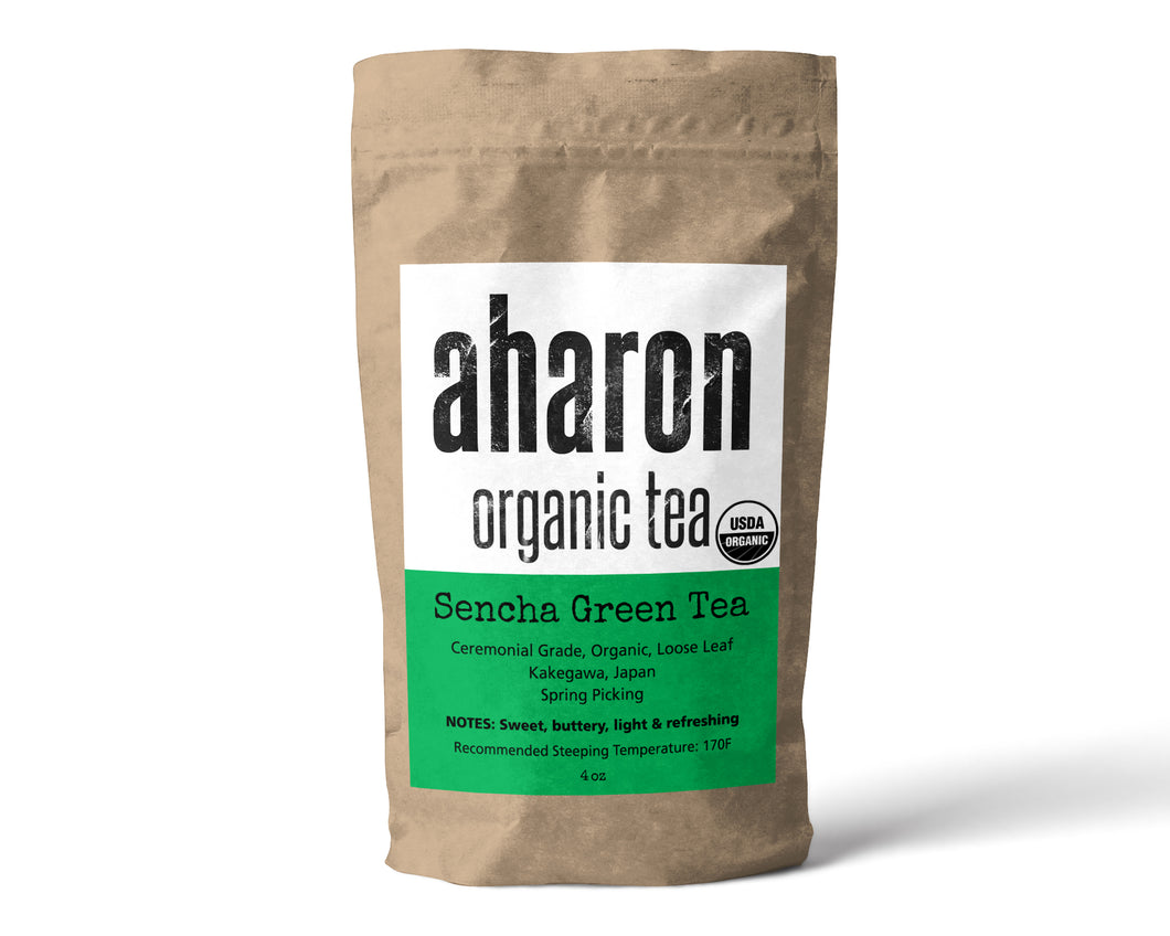 Sencha Green Tea Organic Aharon Tea Ceremonial Grade Loose Leaf from Kakegawa, Japan, Spring Picking